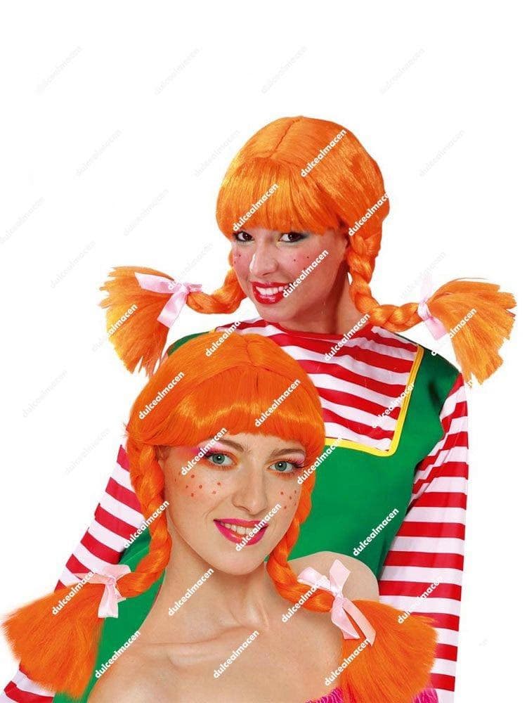 GU peluca naranja con trenzas  en caja