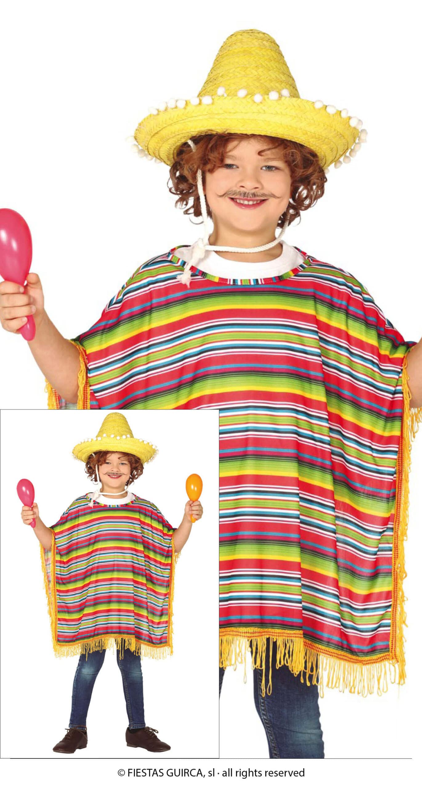 GU poncho mexicano, infantil, 7   9 años