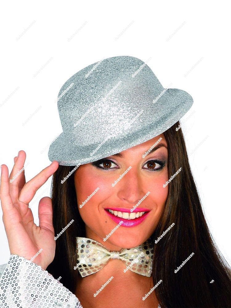 GU sombrero bombin escarcha plata