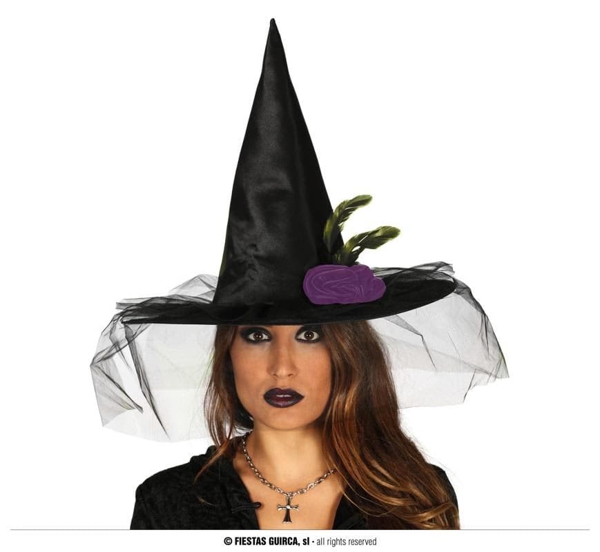 GU sombrero bruja con velo