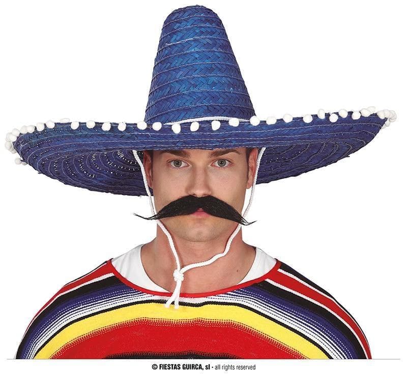 GU sombrero mexicano paja 60 cms. azul