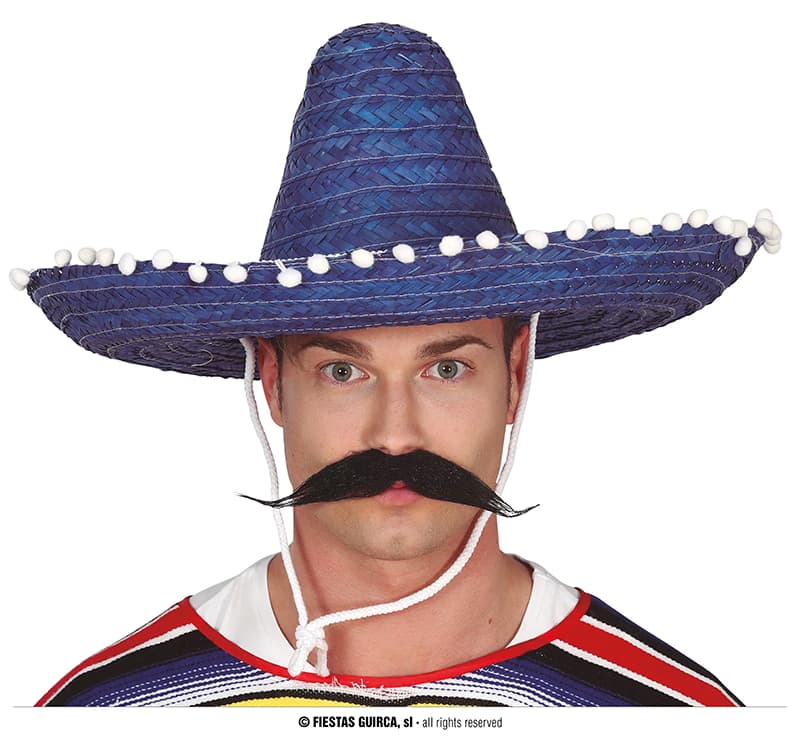 GU sombrero mexicano paja 50 cms. azul