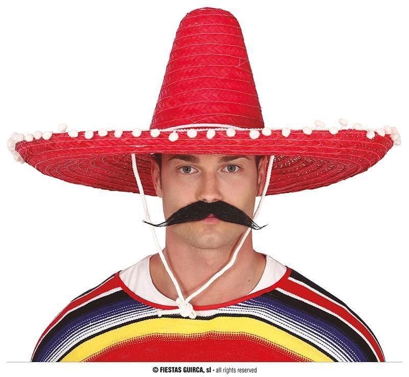 GU sombrero mexicano paja 60 cms. rojo