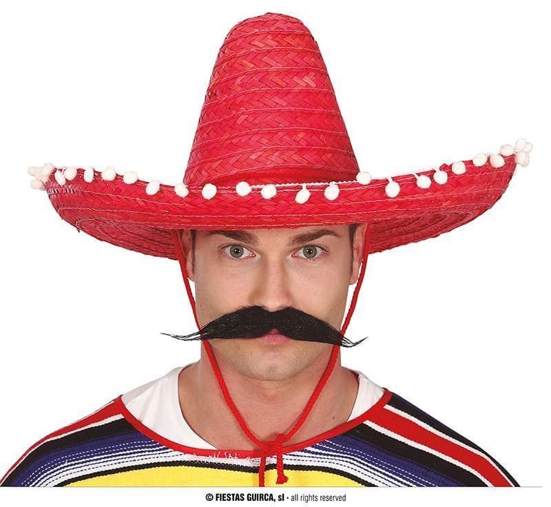 GU sombrero mexicano paja 50 cms. rojo