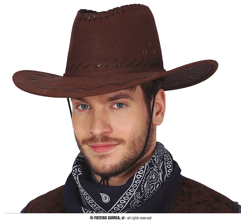 GUI sombrero vaquero marron oscuro simil-piel