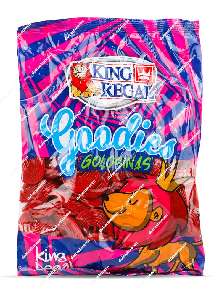 King Regal Discos Fresa 1 kg bolsa de espirales de regaliz rojo sabor fresa en Dulcealmacen