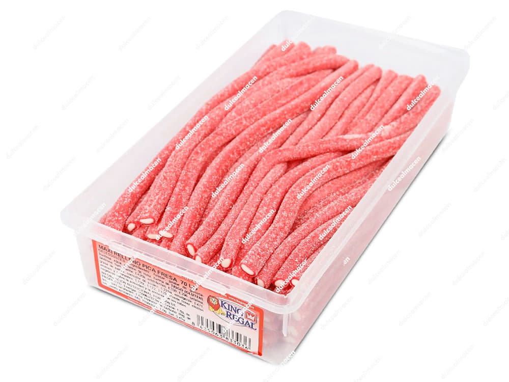 Caja de regaliz gigante relleno pica fresa King Regal Maxi Relleno Pica Fresa de 70 unidades de Dulcealmacen