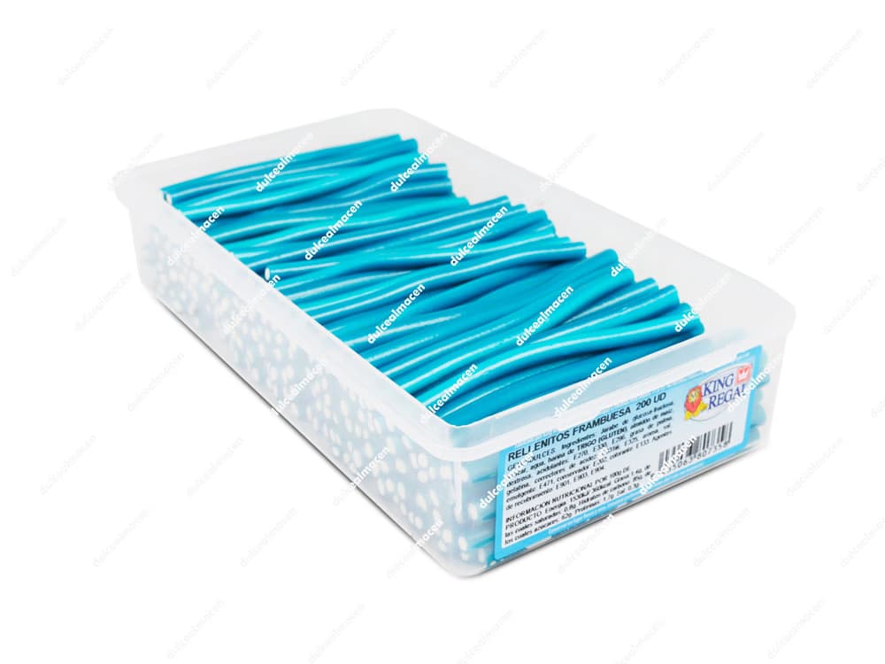Caja de regaliz relleno azul sabor frambuesa King Regal Rellenito Frambuesa de 200 unidades de Dulcealmacen