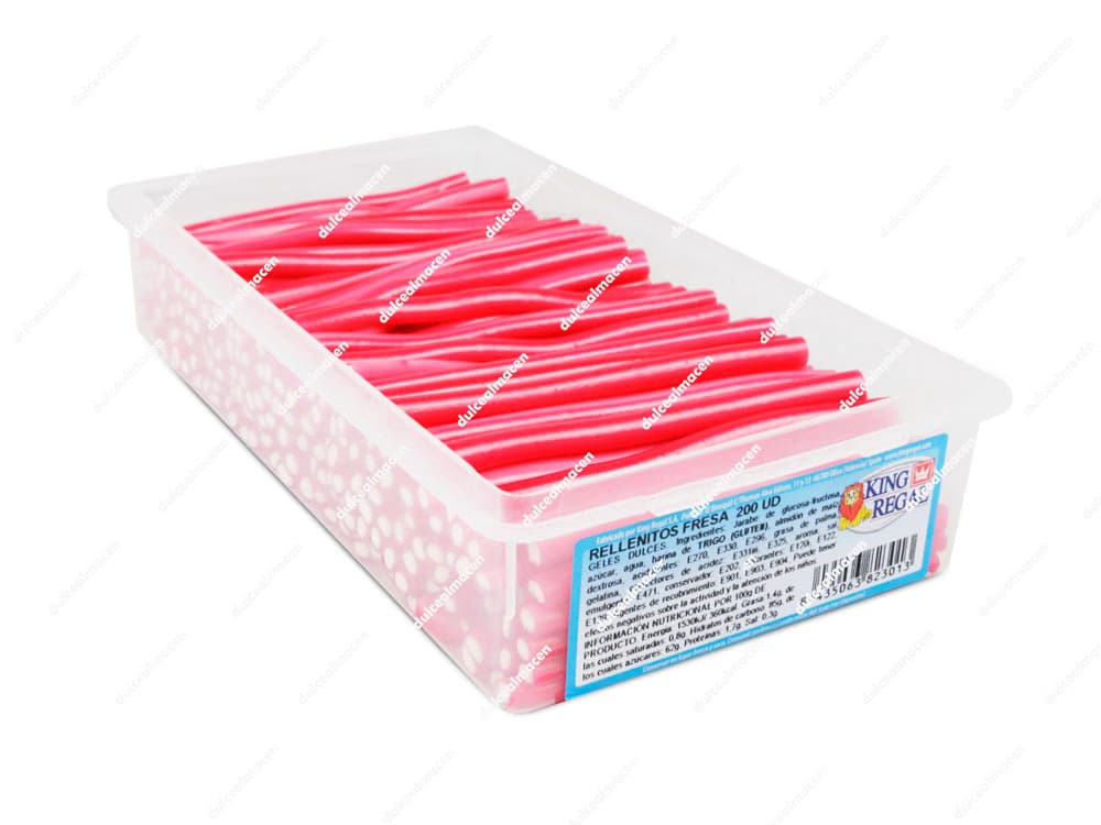Caja de regaliz relleno rojo sabor fresa King Regal Rellenito Fresa de 200 unidades de Dulcealmacen