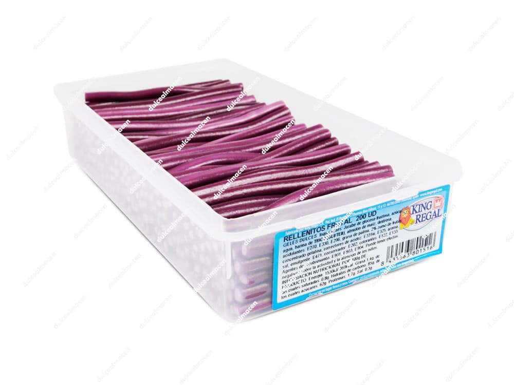 King Regal Rellenito Frutal 200 uds estuche de tiras de regaliz relleno frutal en Dulcealmacen