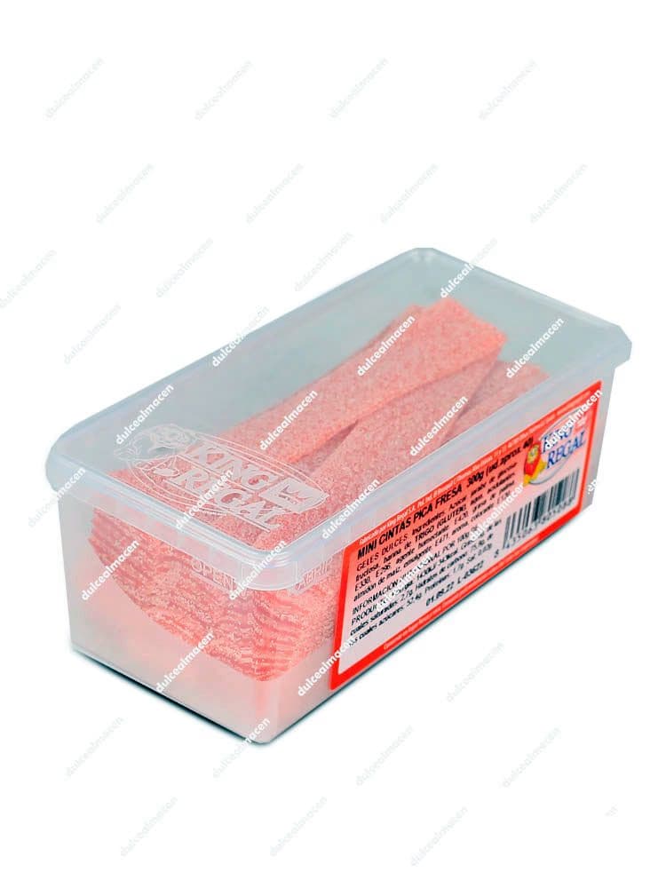 Cajita con cintas de regaliz plano sabor fresa pica pica King Regal Cajita Lengua Fresa 300 gr de Dulcealmacen