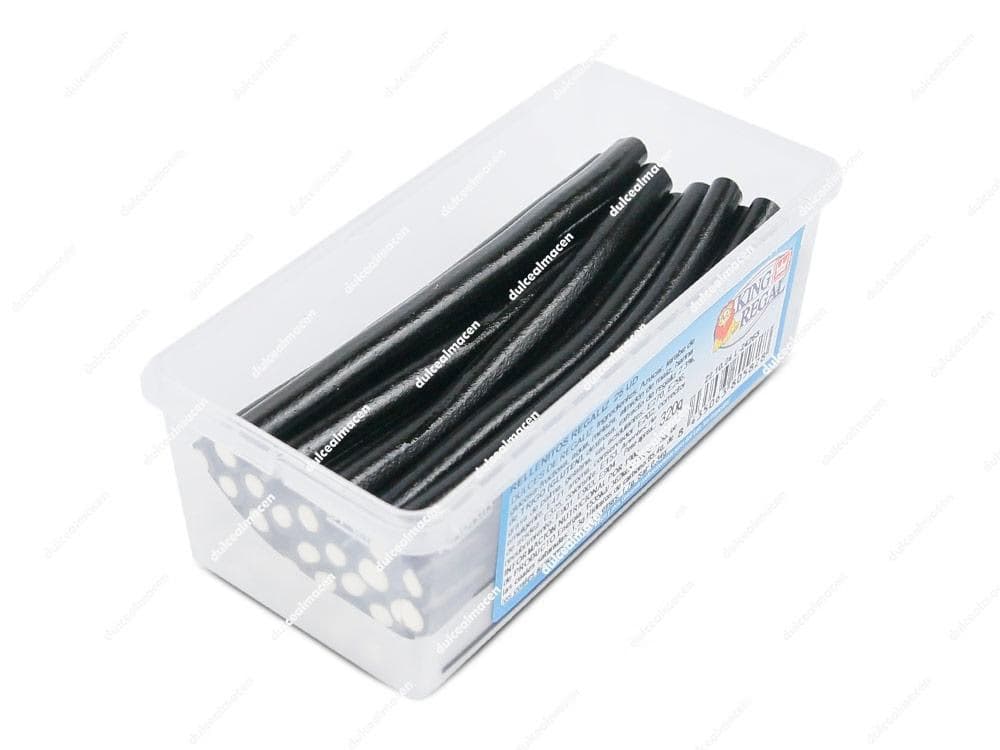Tarro de regaliz negro relleno King Rellenito Regaliz de 300g con geles dulces de la marca King Regal de Dulcealmacen