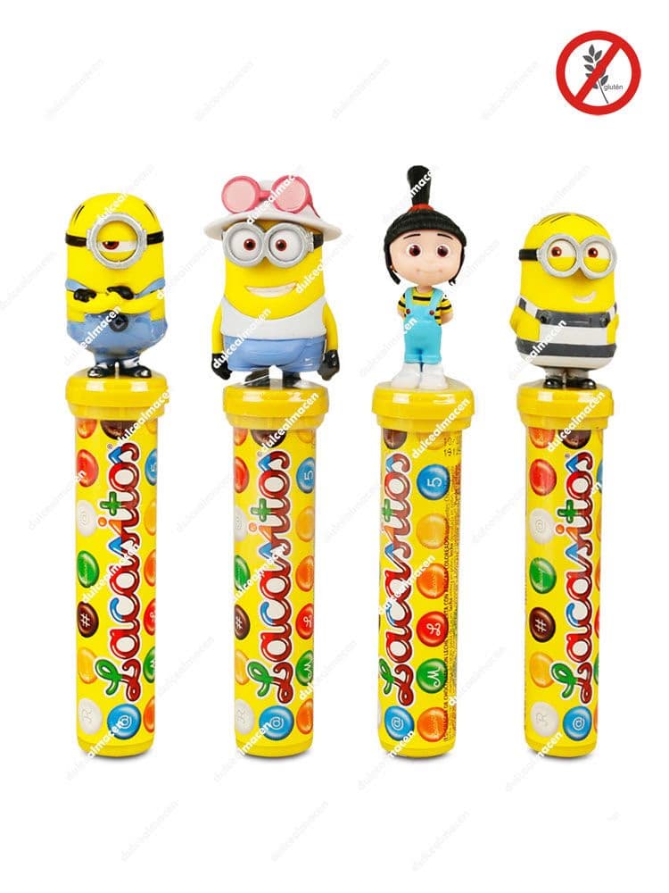 Tubos de Lacasitos Toy con juguetes de licencias oficiales como Minions y personajes de la Patrulla Canina - Dulcealmacen