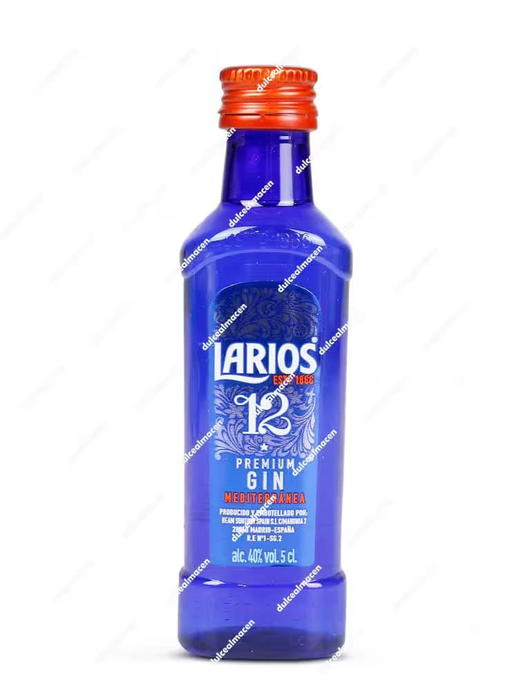 Miniatura de botella azul Ginebra Larios 12 de 50 ml - Dulcealmacen