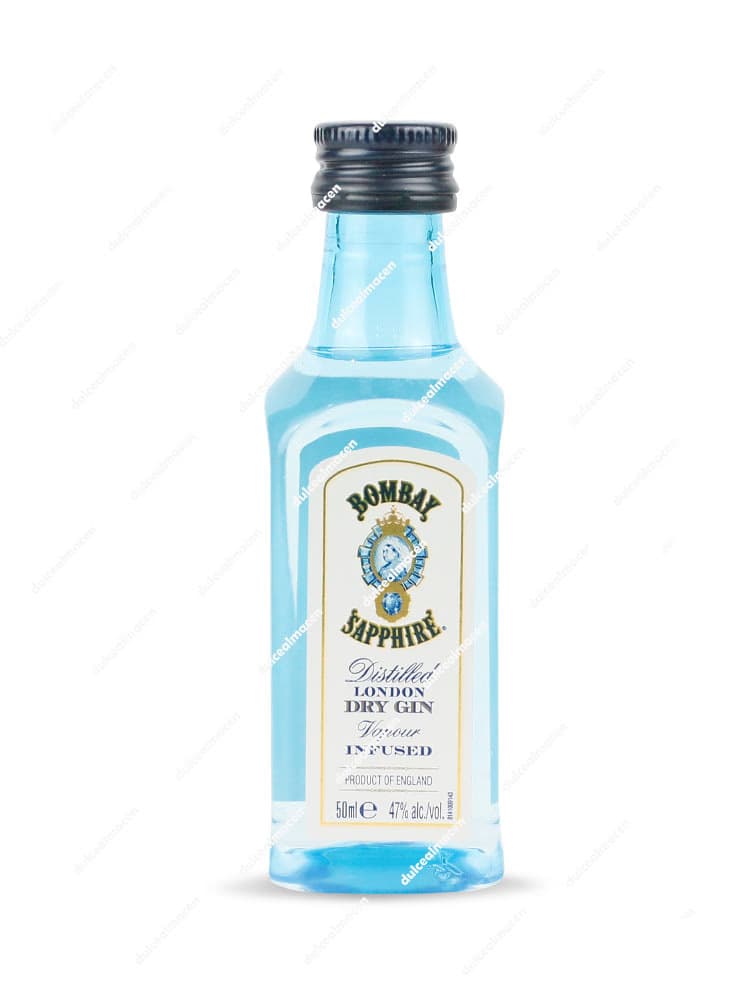 Miniatura de botella azul Ginebra Bombay Sapphire 50 ml - Dulcealmacen