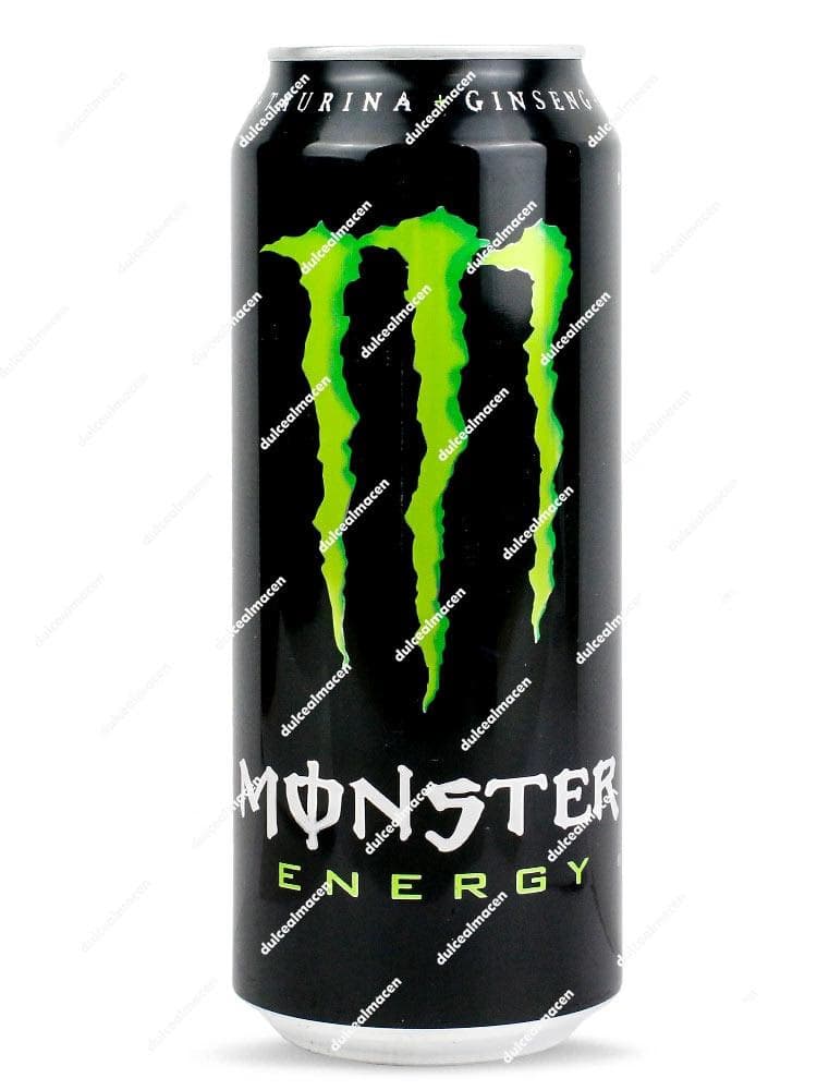 Lata negra de Monster Energy Verde 500 ml con el logotipo de la garra verde neón - Dulcealmacen