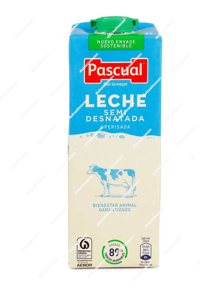 Pascual Leche Semidesnatada 1 L brik de leche con certificado Bienestar Animal en Dulcealmacen