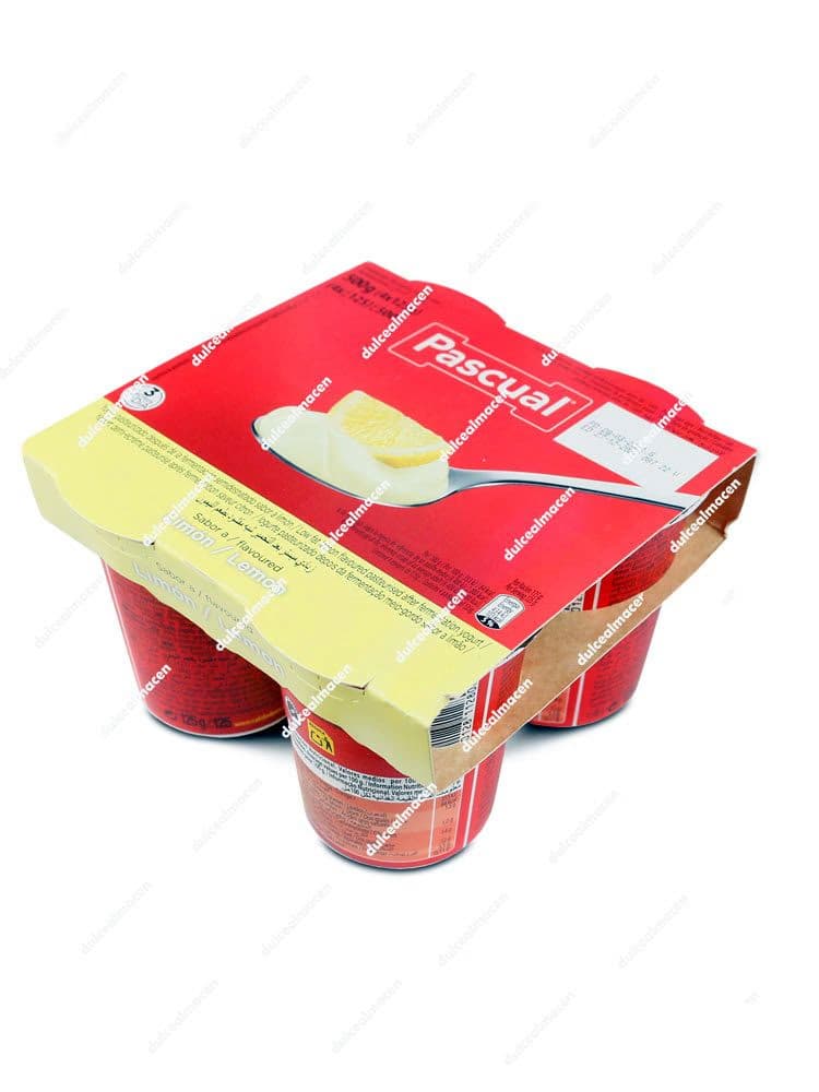 Pack de 4 unidades de Yogur Pascual sabor limón con envase amarillo y blanco - Dulcealmacen