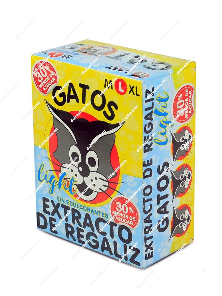 Caja de regaliz negro tradicional reducido en azúcar Saet Gatos Regaliz L Light de 200 unidades de Dulcealmacen