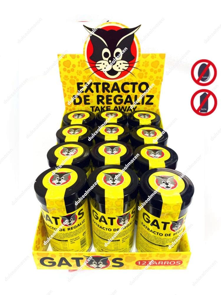 Tarro de regaliz negro tradicional con extracto de orozuz Saet Gatos Tarro 1 ud 180 gr de Dulcealmacen