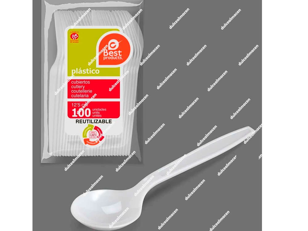 Cucharita Postre Blanca Reutilizable 12,5cm