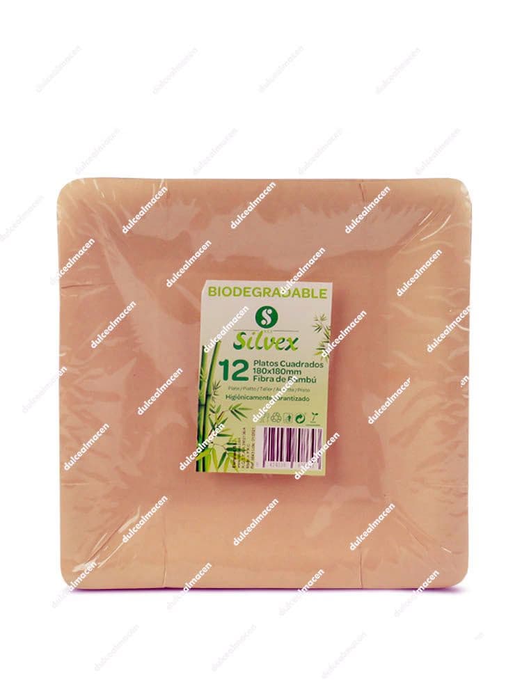 Silvex plato bambu cuadrado 18 x 18 12 uds