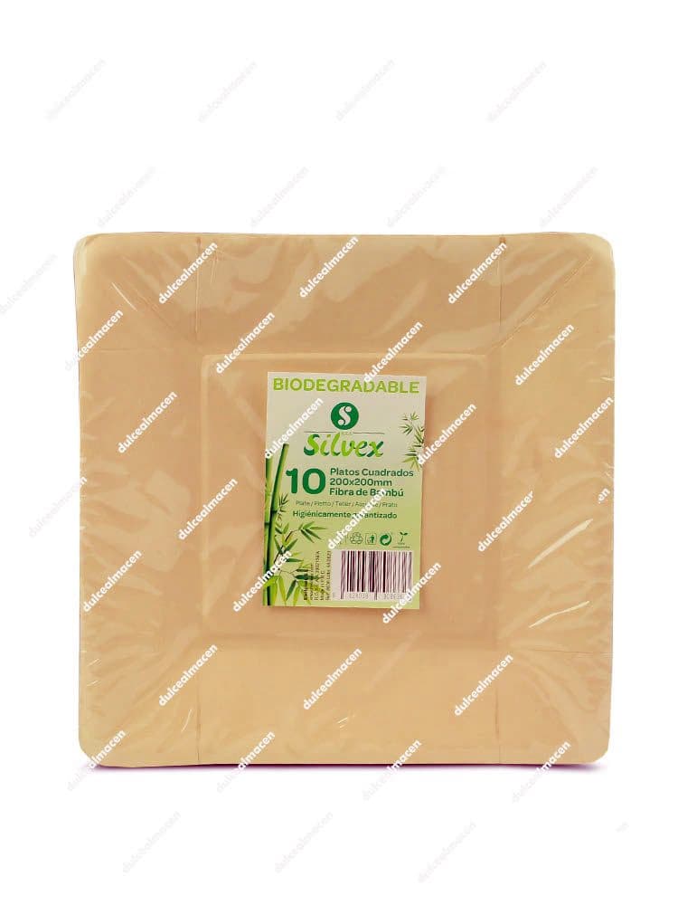 Silvex plato bambu cuadrado 20 x 20 10 uds
