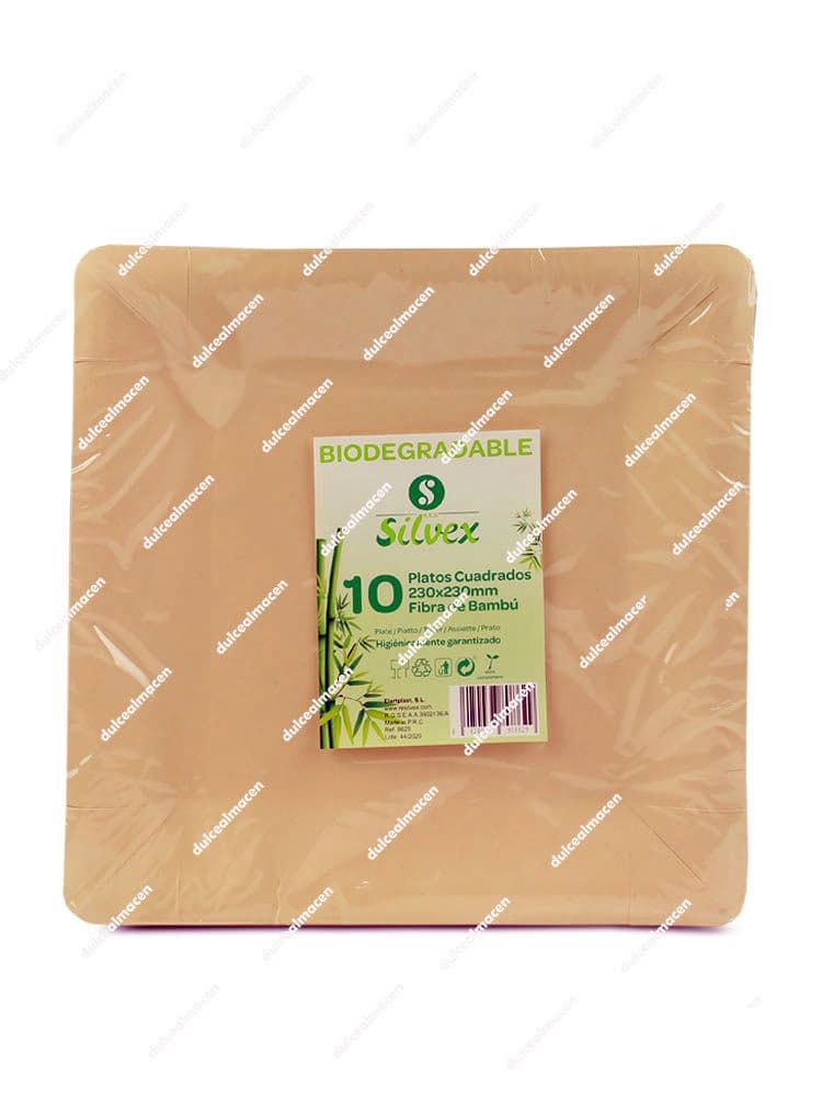 Silvex plato bambu cuadrado 23 x 23 10 uds