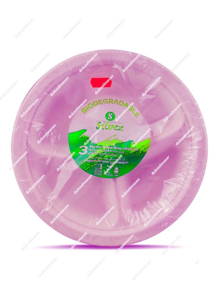Silvex plato bio compartimentos 22 cm 3 uds