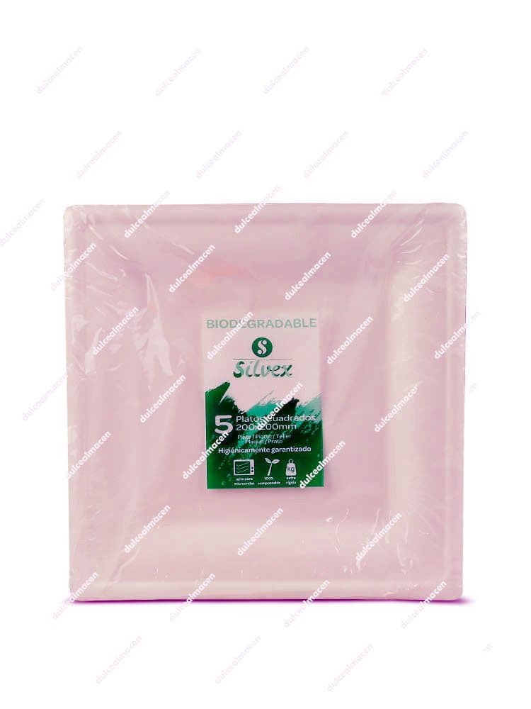 Silvex plato bio cuadrado 20 x 20 5 uds