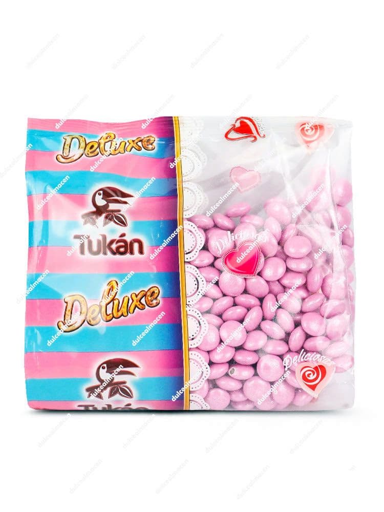 Tucán Platillos Rosas Deluxe 450g bolsa de grageas de chocolate rosas en Dulcealmacen