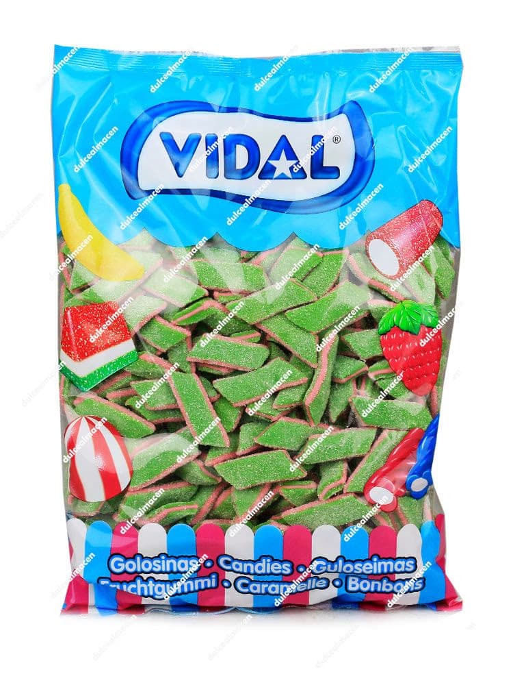 Bolsa de 250 unidades de gominolas Vidal Chipi Guchi con sabor a sandía y colores verde y rojo - Dulcealmacen