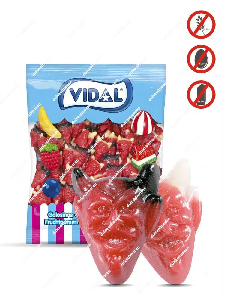 Bolsa de 250 unidades de gominolas Vidal Diablos Picantes, piezas de color rojo con forma de diablo con tridente - Dulcealmacen