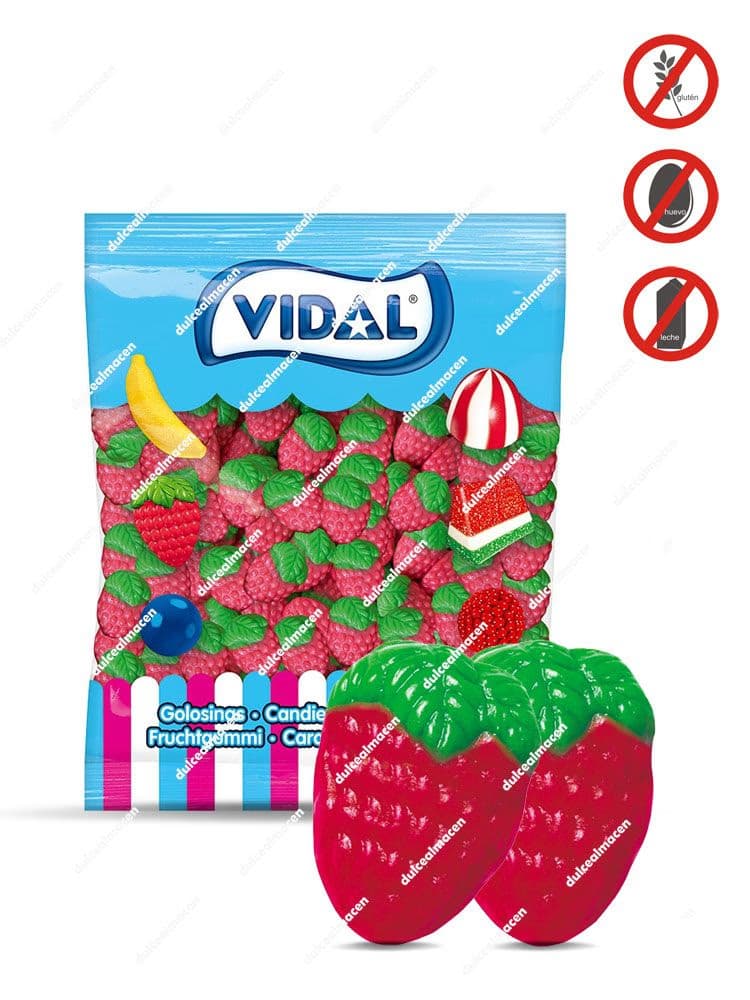Vidal Fresas Salvajes Brillo 250 uds bolsa de gominolas con forma de fresa silvestre brillante Dulcealmacen