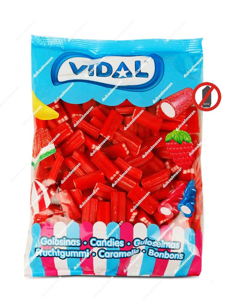 Caja de golosinas Vidal Ladrillos de Fresa de color rojo con relleno blanco en formato de 250 unidades - Dulcealmacen