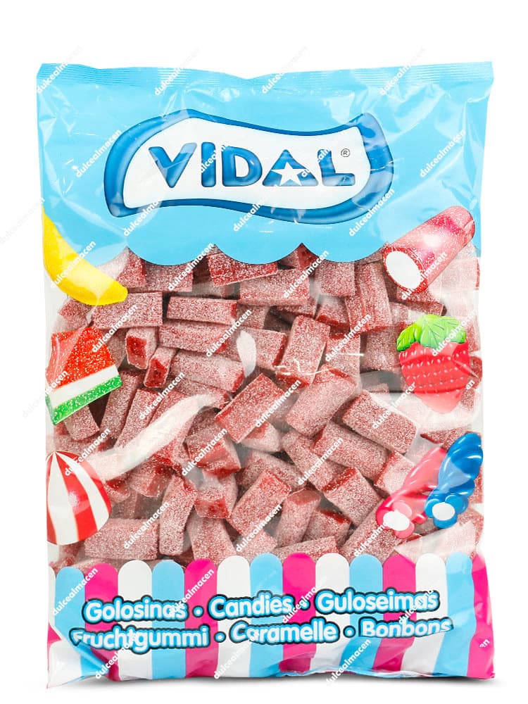 Vidal Ladrillos Fresa Pica 250 uds bolsa de regaliz relleno pica pica Dulcealmacen