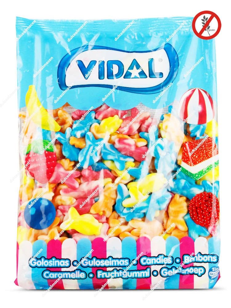 Vidal Peces Twist 250 uds bolsa de gominolas con forma de pez Dulcealmacen