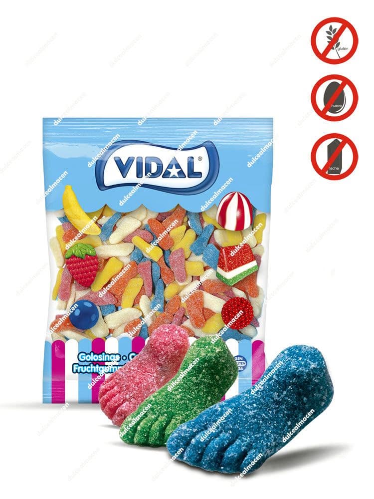 Vidal Pies Acidos 250 uds bolsa de gominolas pica pica con forma de pie Dulcealmacen