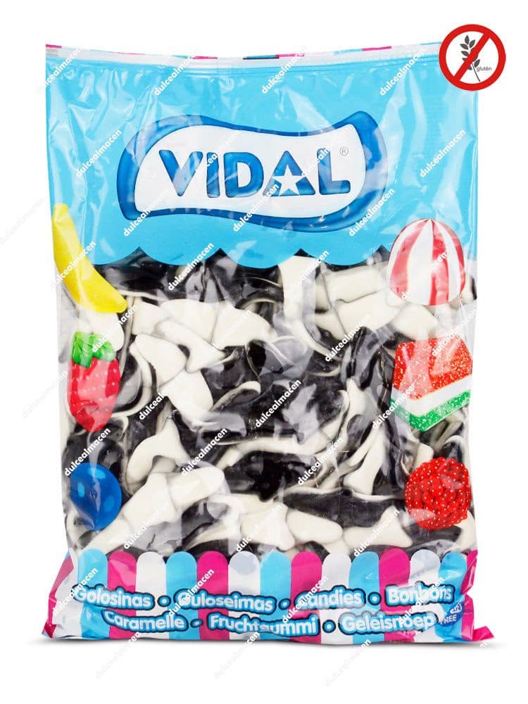 Vidal Tiburón Ballena Grande Gominolas de Brillo Bicolores Bolsa de 2 kg