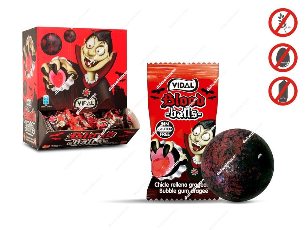 Vidal Blood Balls 200 uds caja expositora de chicles rellenos Dulcealmacen