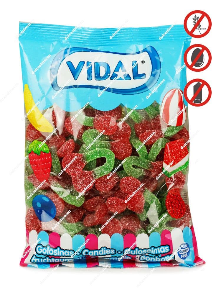 Vidal Cerezas Jumbo Pica 1 kg | Gominolas de Gelatina Gigantes con Cobertura Ácida