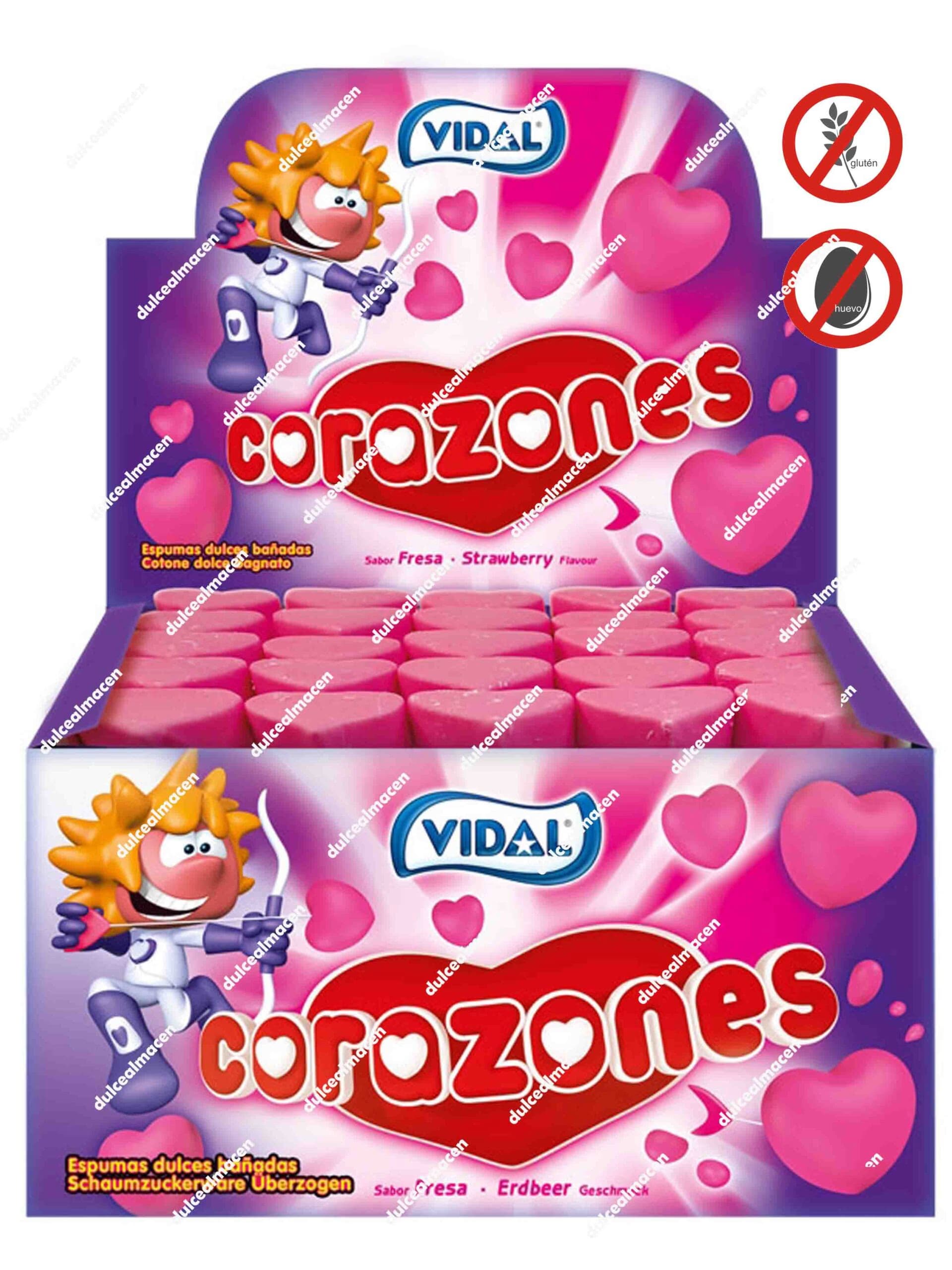 Vidal Corazón Choco-Fresa 75 uds caja expositora Dulcealmacen
