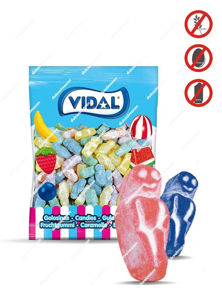 Bolsa de un kilo de caramelos de goma de colores con forma de muñecos mate Vidal Jelly Babies en Dulcealmacen