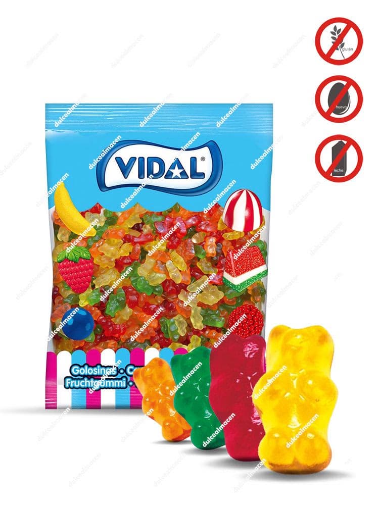 Bolsa de un kilo de pequeños caramelos de goma brillantes con forma de ositos de frutas Vidal Mini Osos Jelly en Dulcealmacen