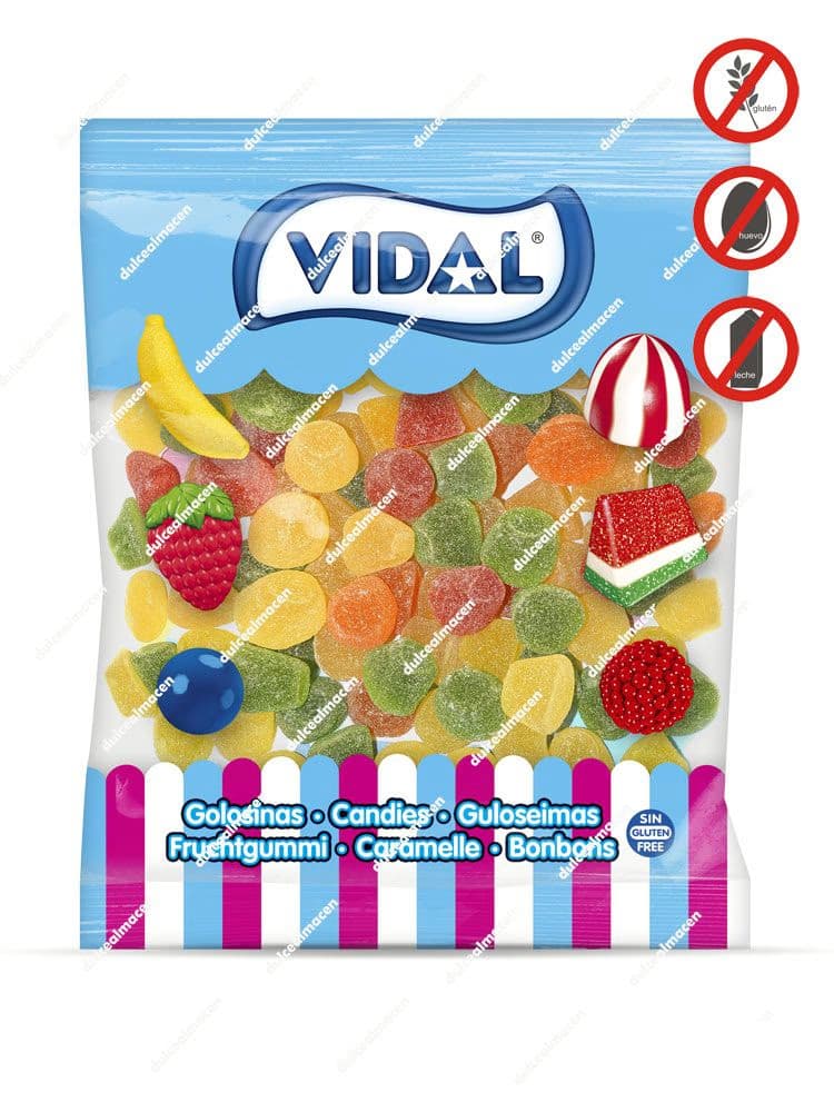 Bolsa de 1kg de gominolas surtidas Vidal Parisien sin gluten en Dulcealmacen