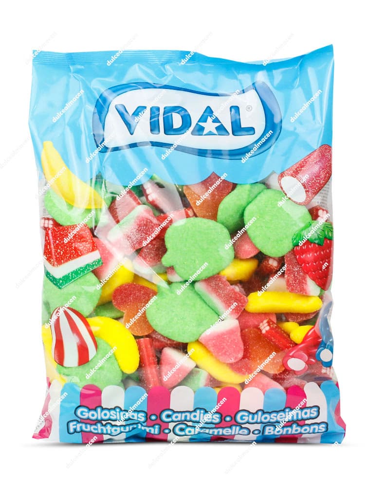 Bolsa de un kilo de golosinas surtidas con acabado brillo Vidal Happy Mix en Dulcealmacen