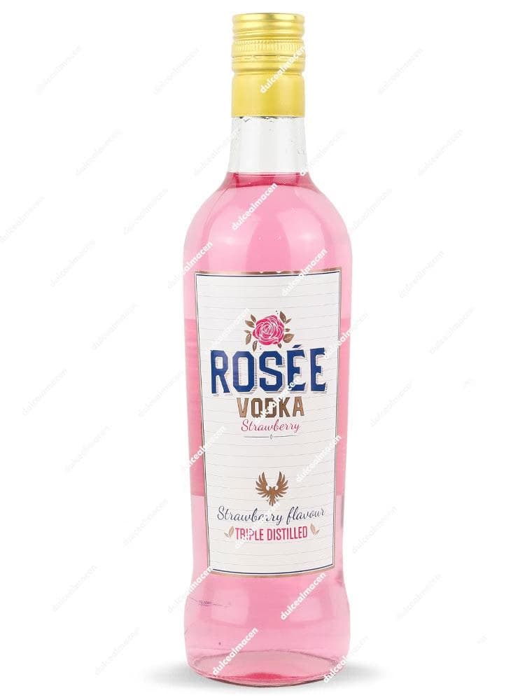 Botella de Vodka Rosa 0.70L Eristoff Pink con etiqueta negra y líquido rosa neón - Dulcealmacen