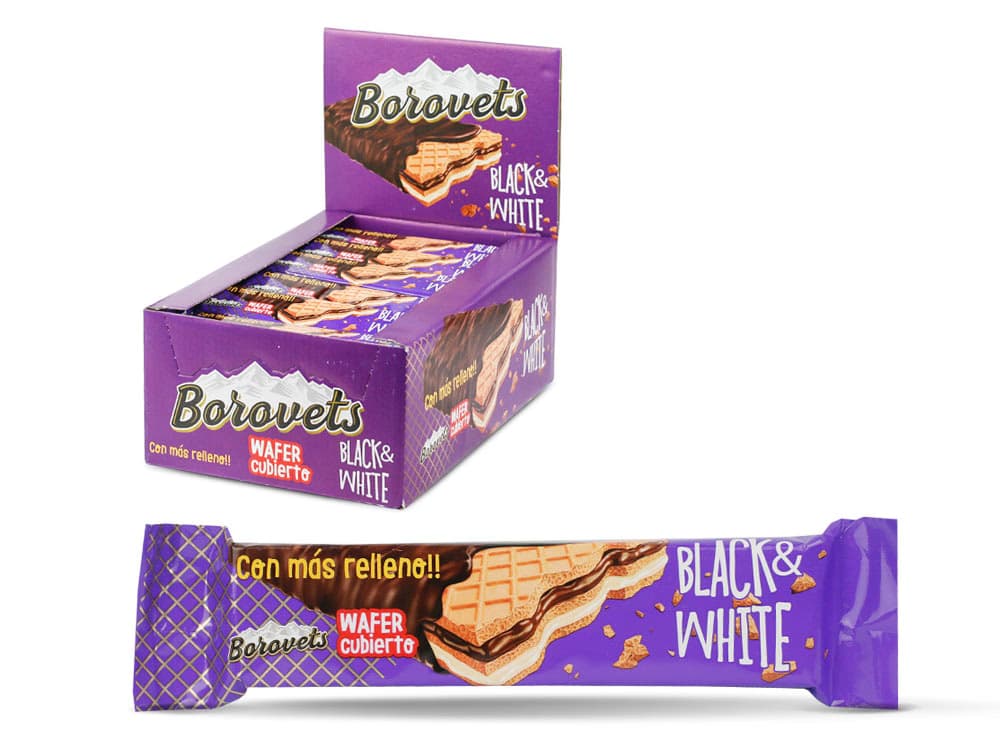 Wafer Barquillos Rellenos Black/White 36 uds