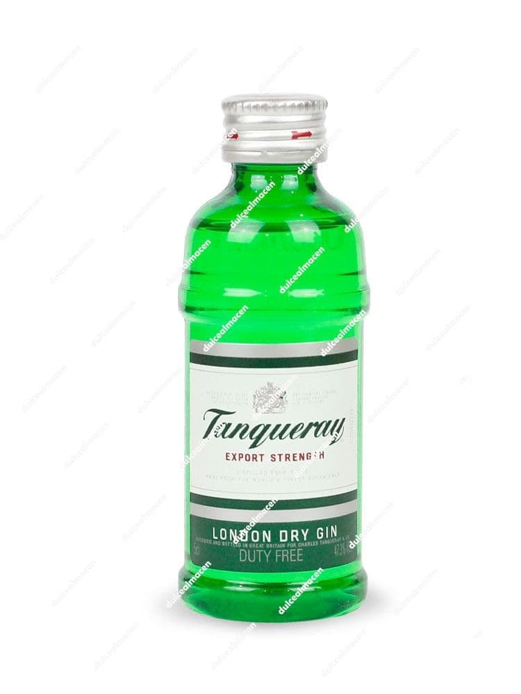 Miniatura de botella verde de Ginebra Tanqueray 50 ml - Dulcealmacen