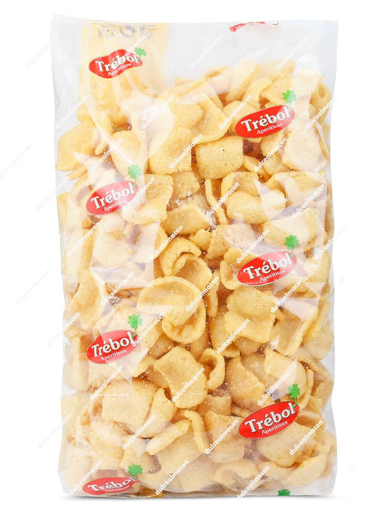 Bolsa de 400 gramos de cortezas de trigo crujientes de la marca La Madrileña gama Trébol aperitivos - Dulcealmacen